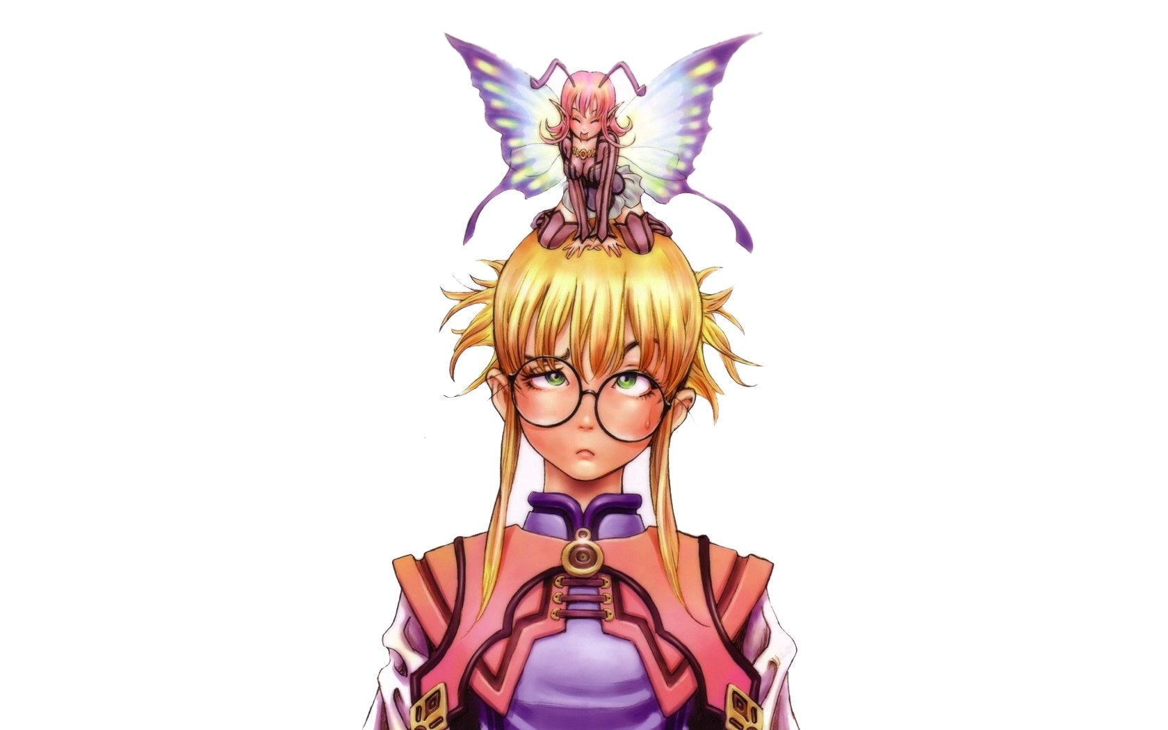 anime girl with fairy companion