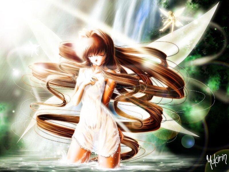 Anime girl with fairy wings