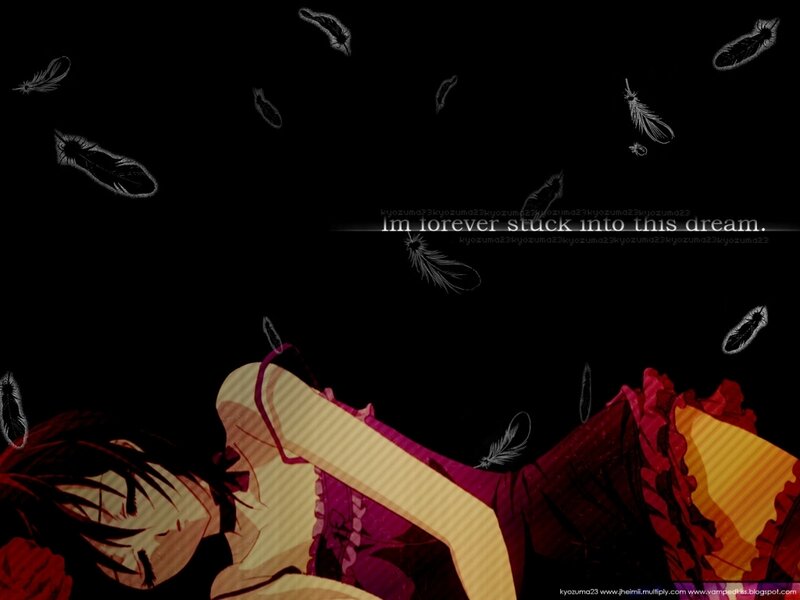 Anime girl with falling feathers