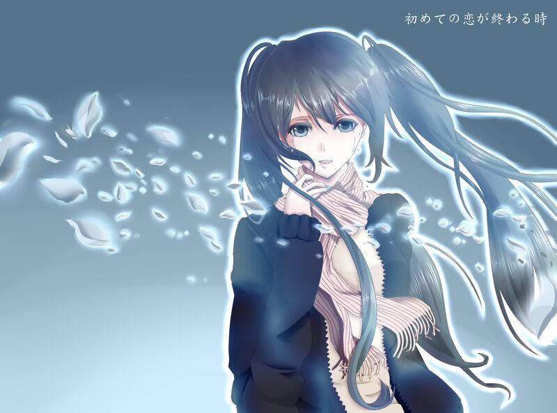 anime girl with falling petals