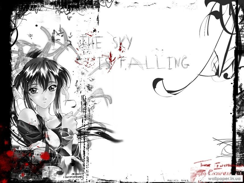 anime girl with falling sky
