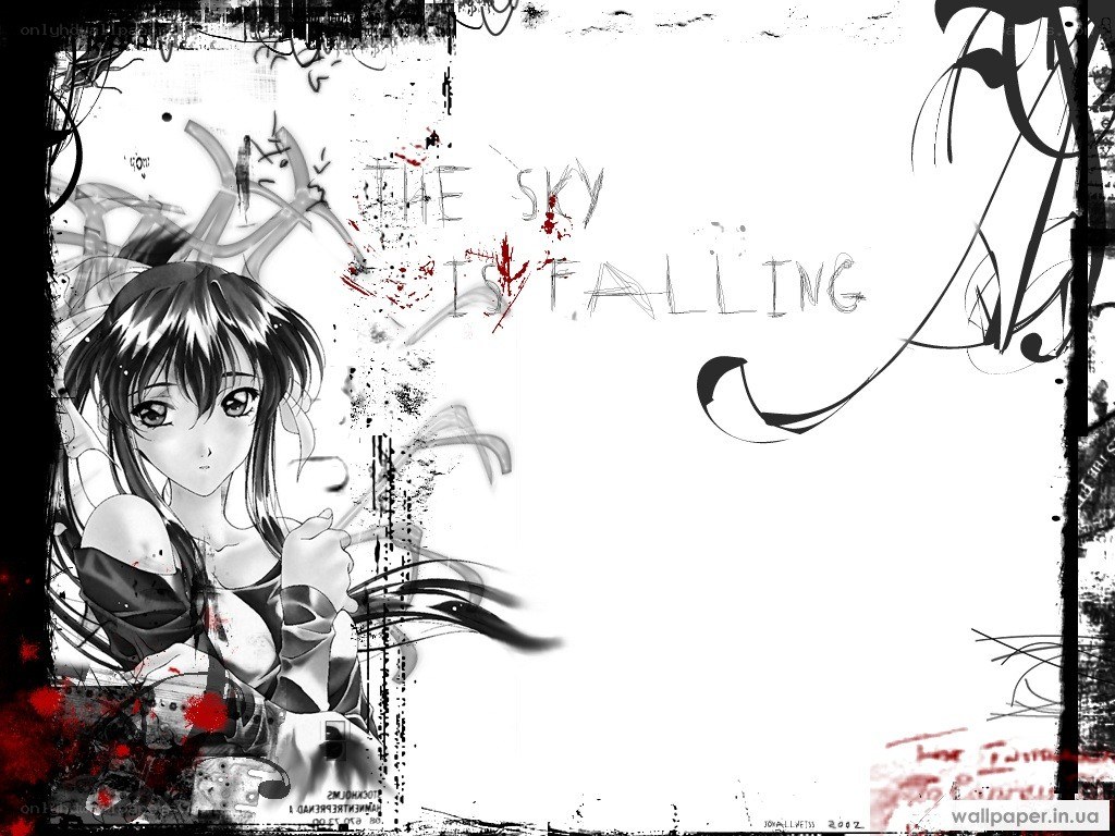 anime girl with falling sky