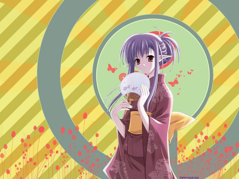 anime girl with fan
