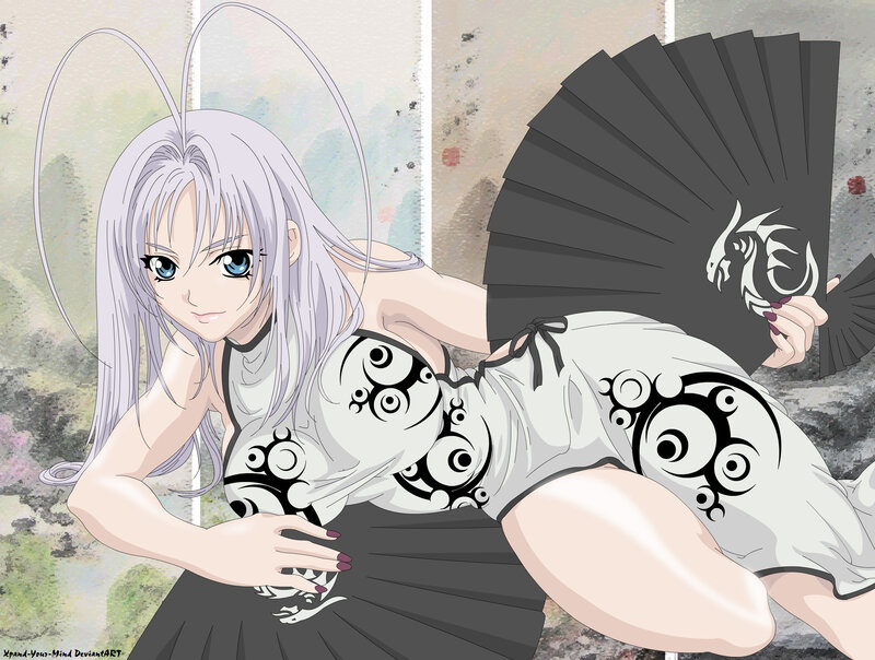 anime girl with fan