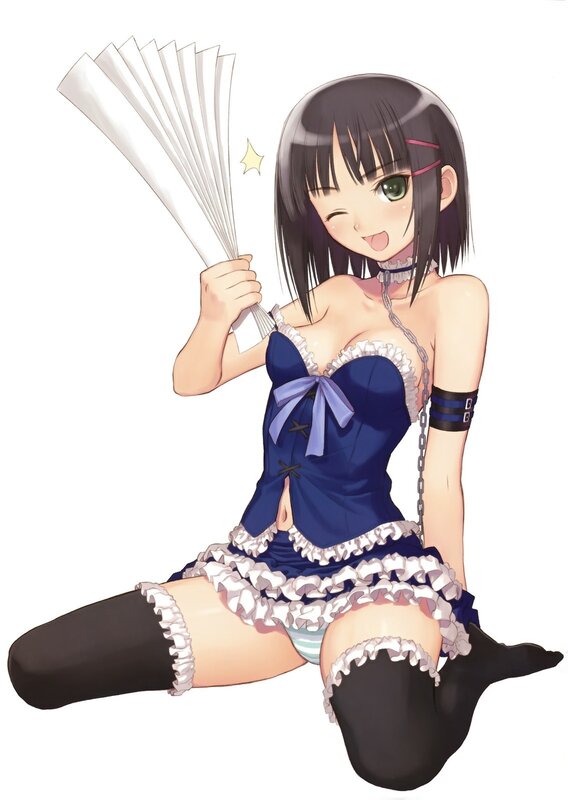 anime girl with fan