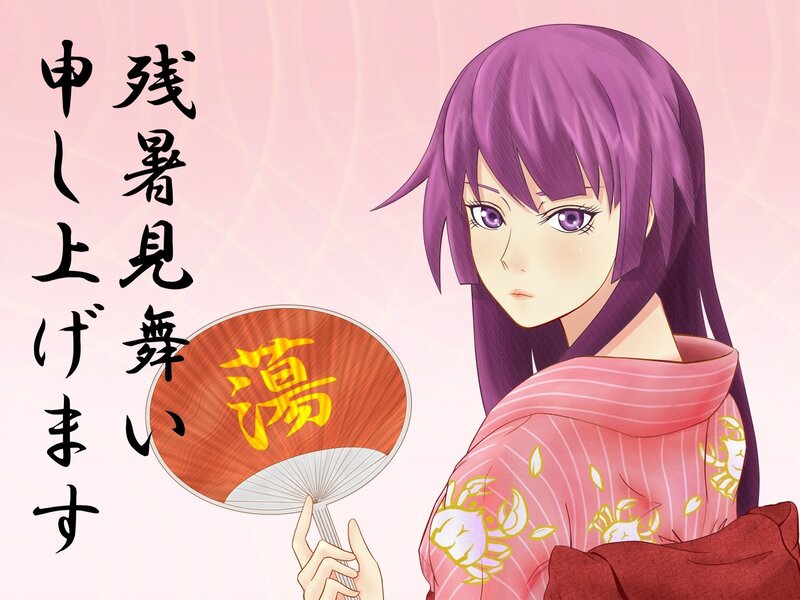 Anime girl with fan