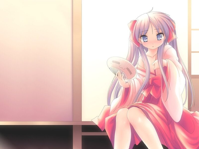 anime girl with fan