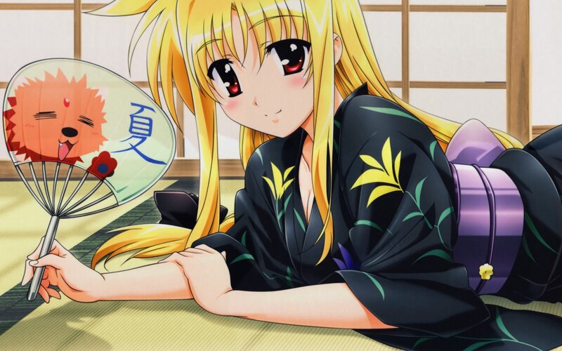 Anime girl with fan