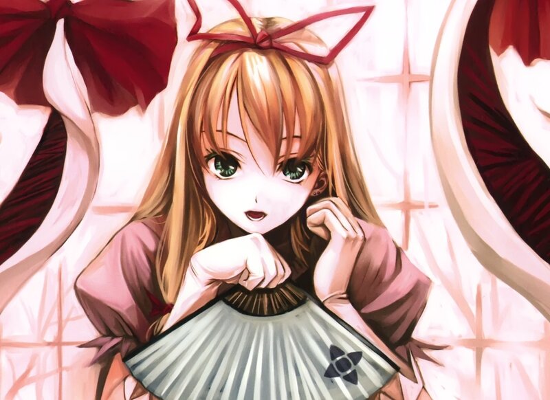 anime girl with fan
