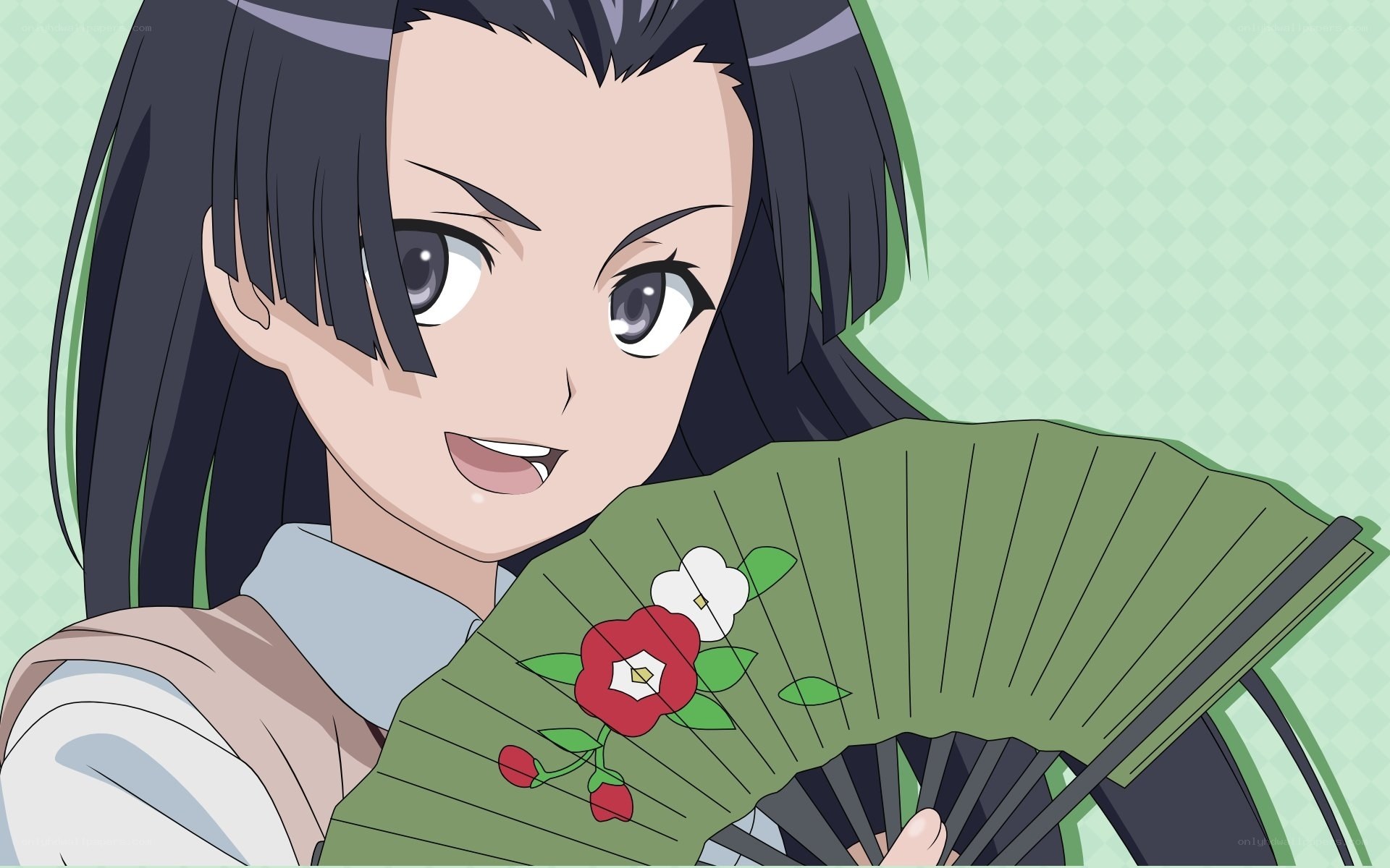 anime girl with fan
