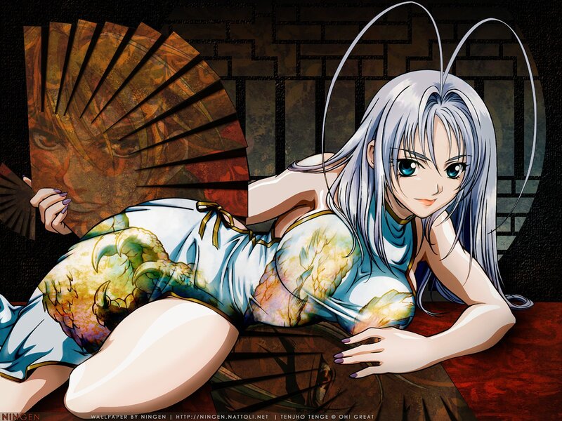 anime girl with fan