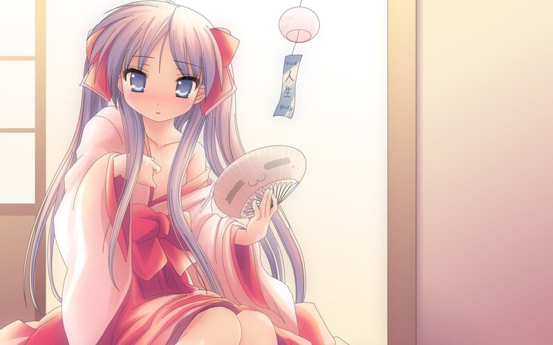 anime girl with fan