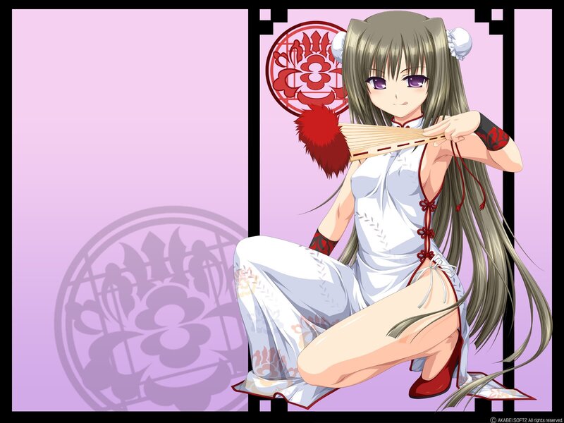 anime girl with fan