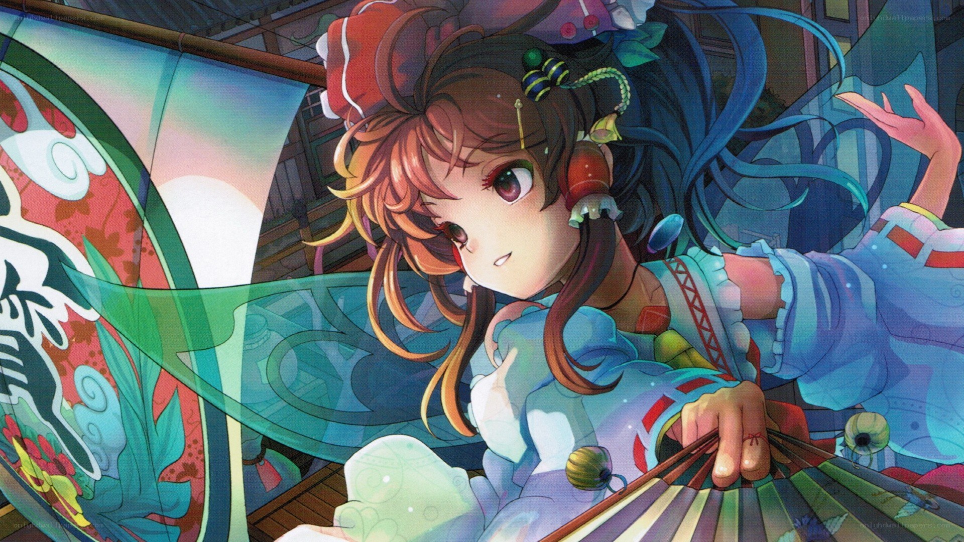 anime girl with fan