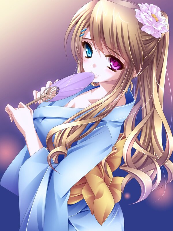 anime girl with fan