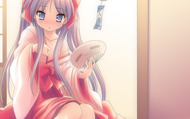 anime girl with fan