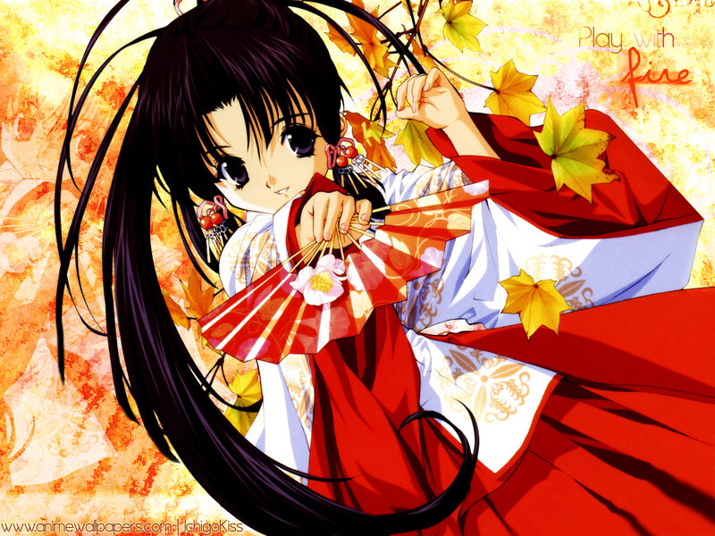 anime girl with fan