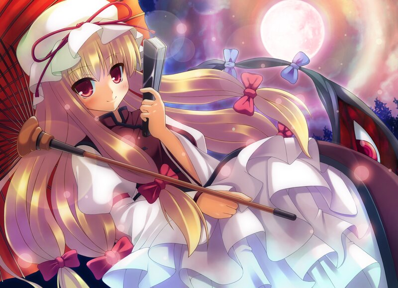 Anime girl with fan and book