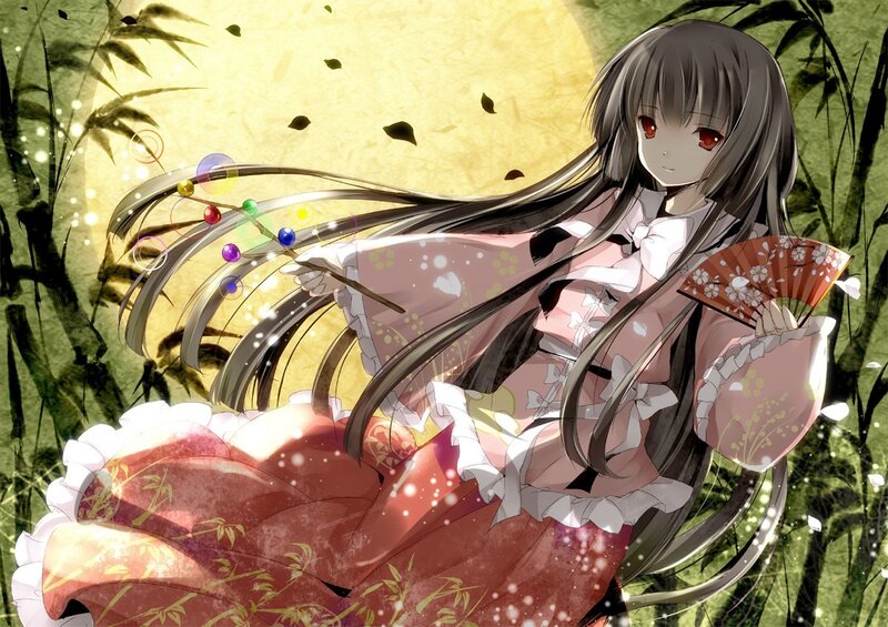 anime girl with fan and wand