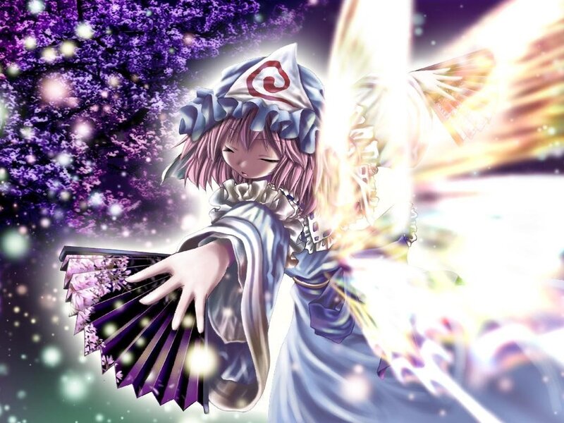 Anime girl with fan and wings