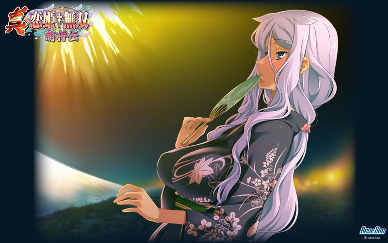 anime girl with fan at sunset