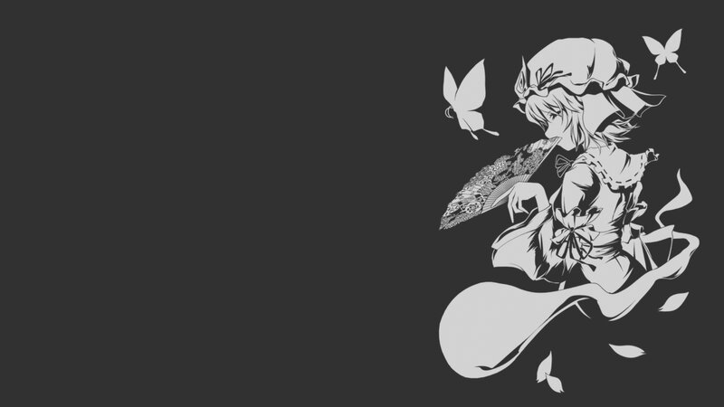 Anime Girl with Fan — Black, Calm, Manga