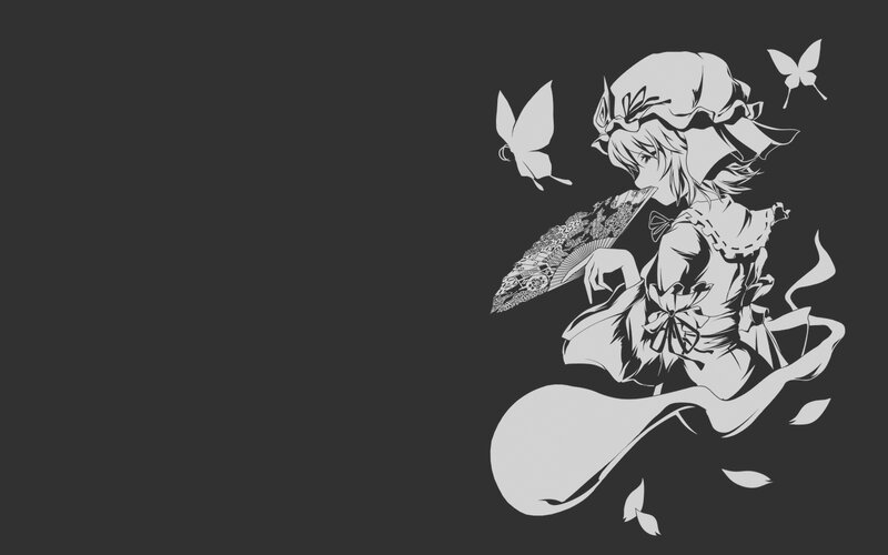 Anime Girl with Fan — Black, Calm