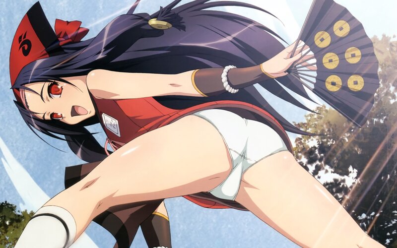 anime girl with fan in action