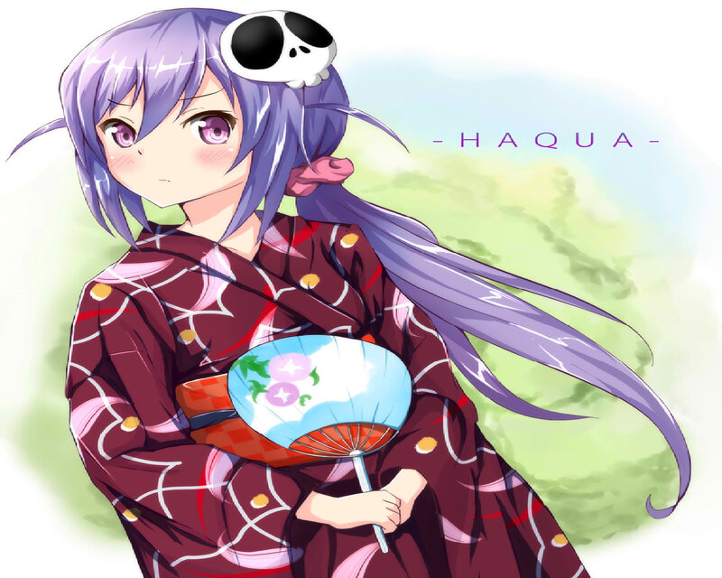 Anime Girl with Fan — Purple, Calm, Afternoon