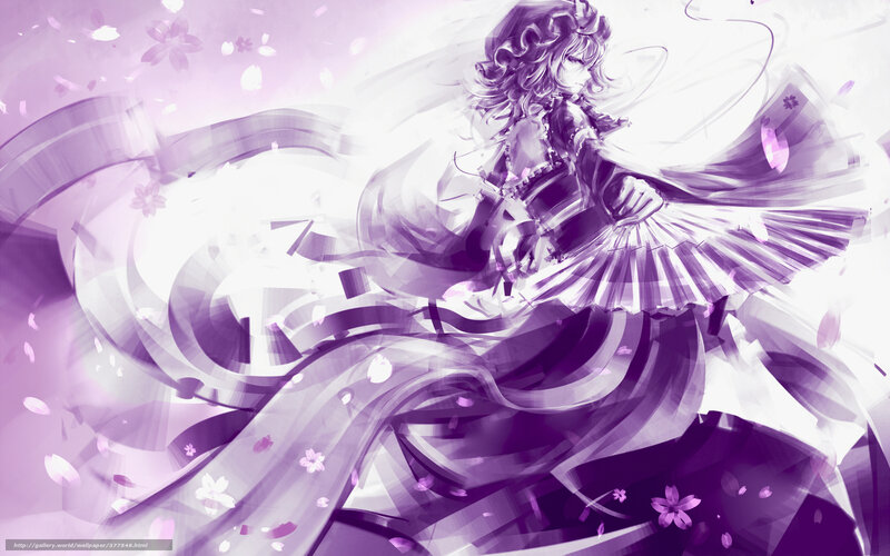 Anime Girl with Fan — Purple, Dynamic, Spring
