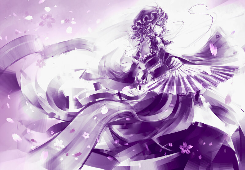 Anime Girl with Fan — Purple, Dynamic