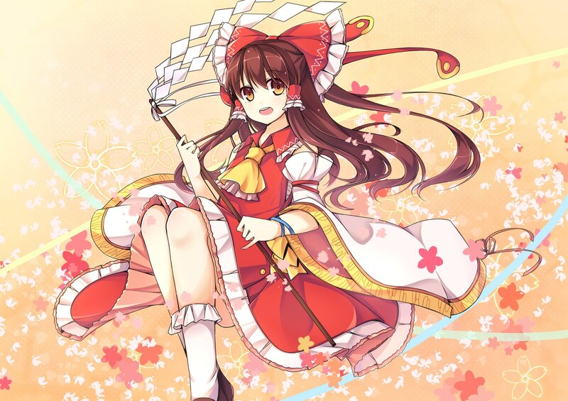 Anime Girl with Fan — Red, Playful, Spring, Dress
