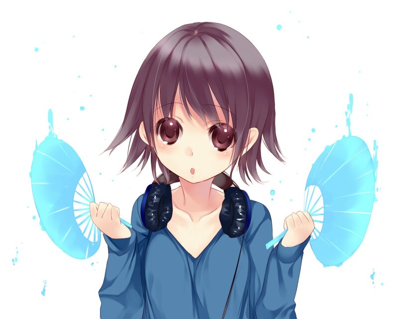 anime girl with fans