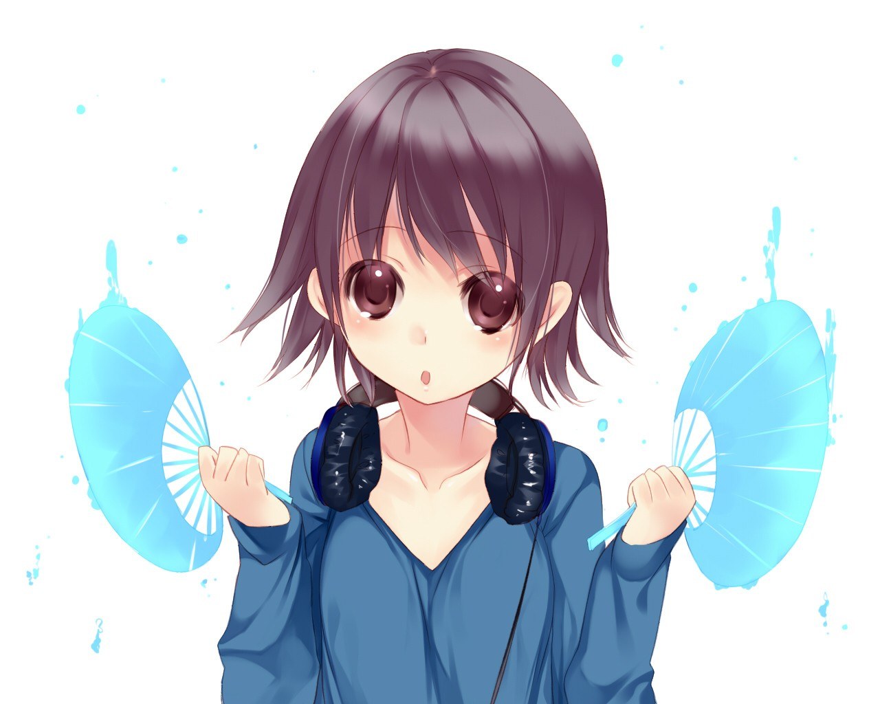 anime girl with fans