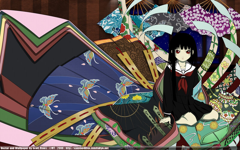 anime girl with fans