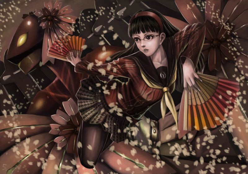 Anime Girl with Fans — Brown