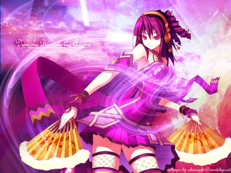 Anime Girl with Fans — Purple, Dynamic