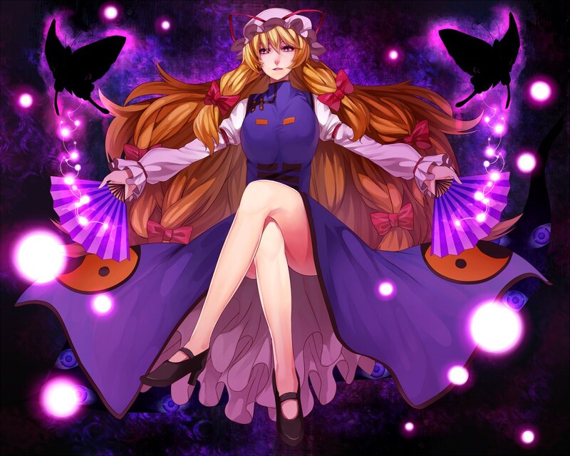 Anime Girl with Fans — Purple