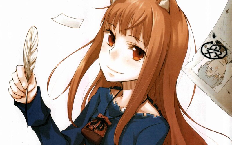 Anime Girl with Feather — Brown