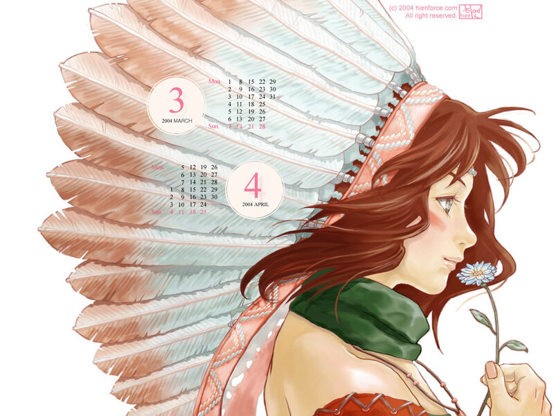 Anime girl with feather headdress