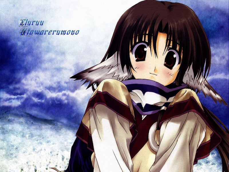 Anime girl with feathered cloak