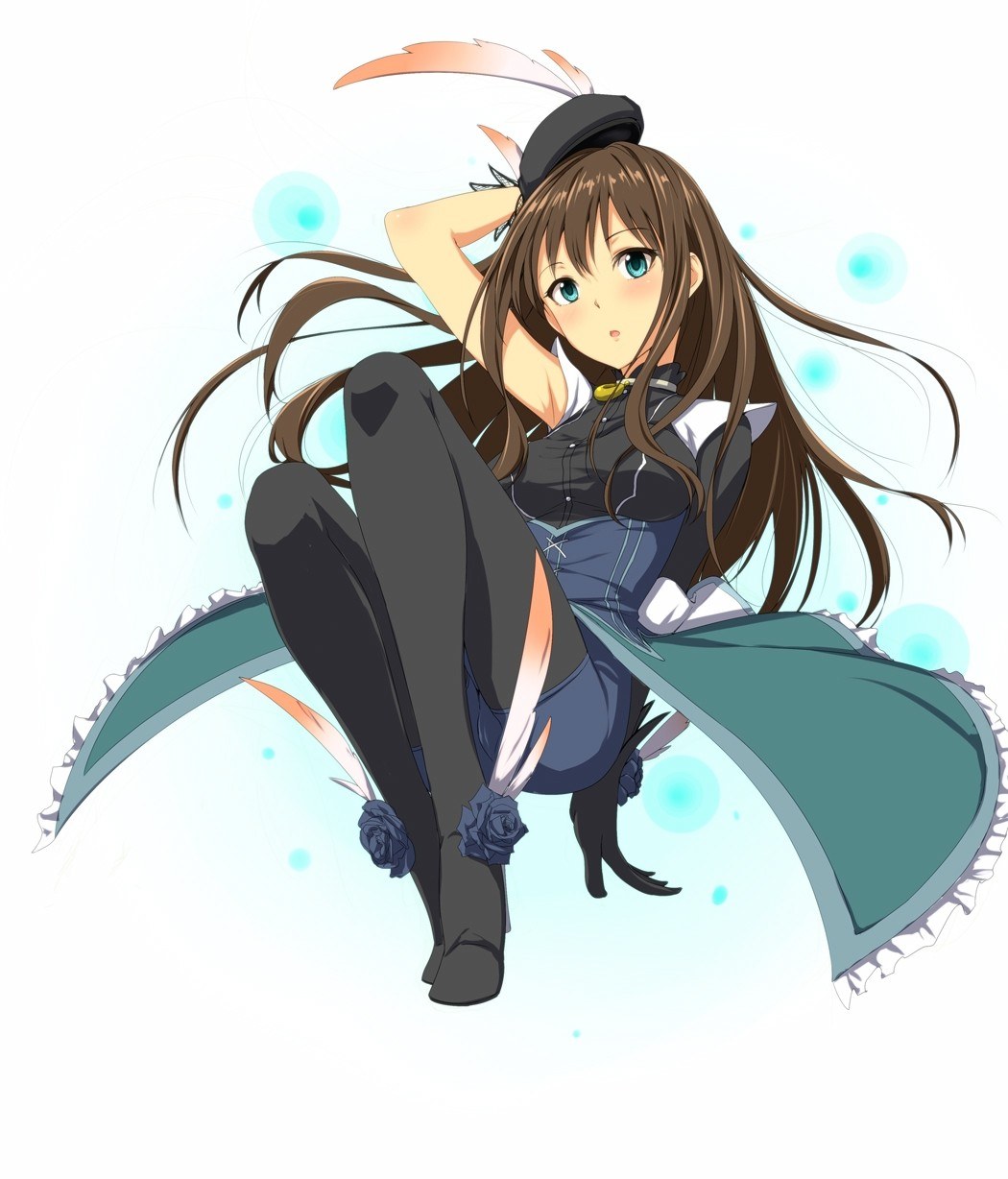 anime girl with feathered hat
