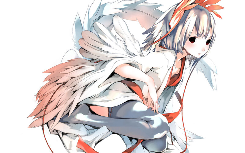 anime girl with feathered wings