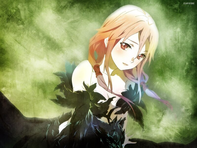 anime girl with feathers