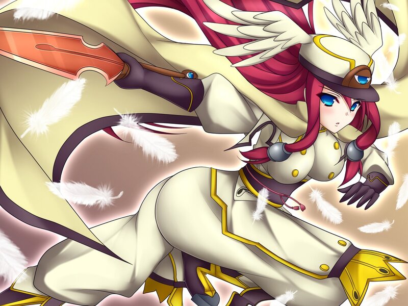 anime girl with feathers