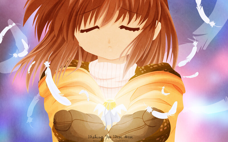 Anime girl with feathers