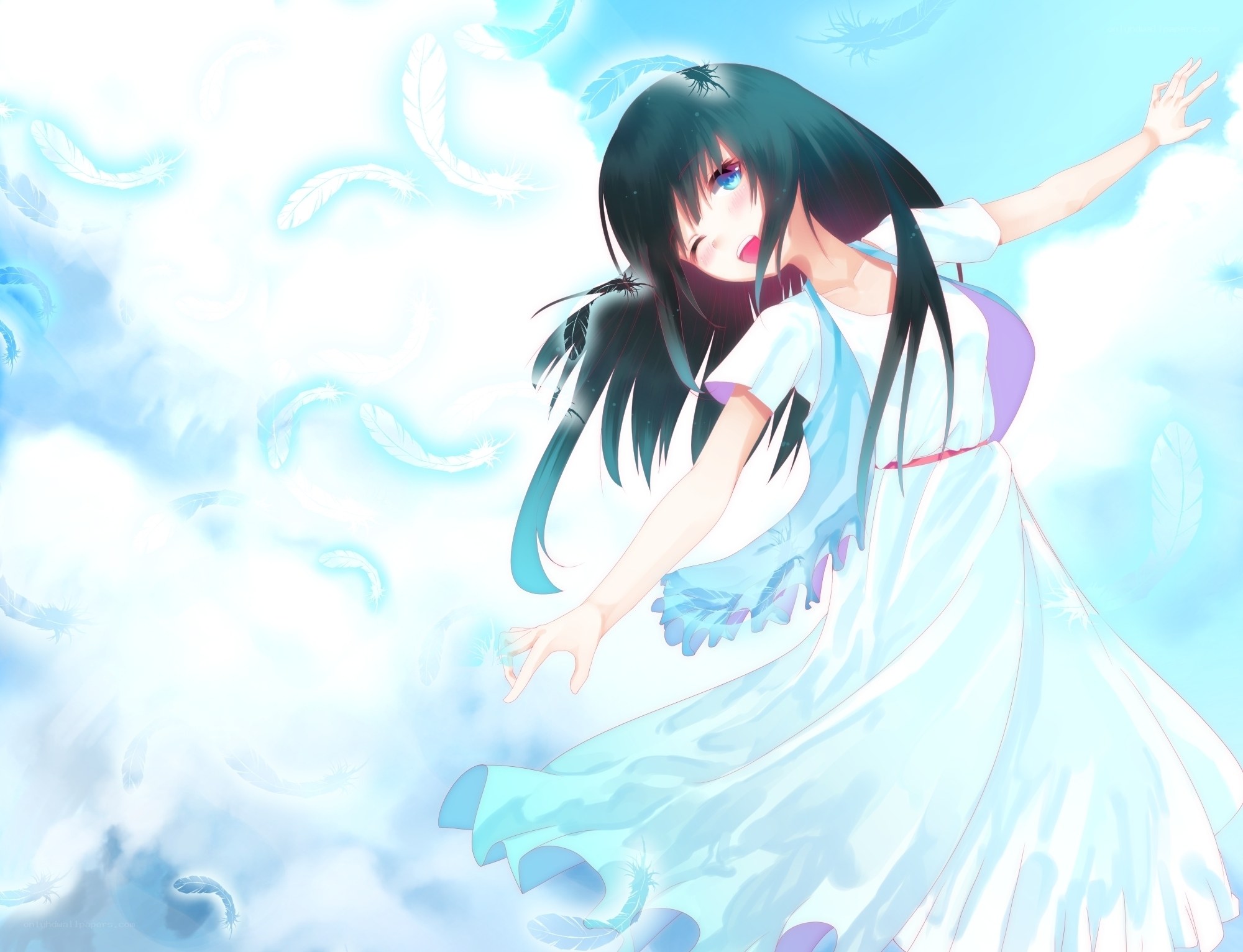 anime girl with feathers