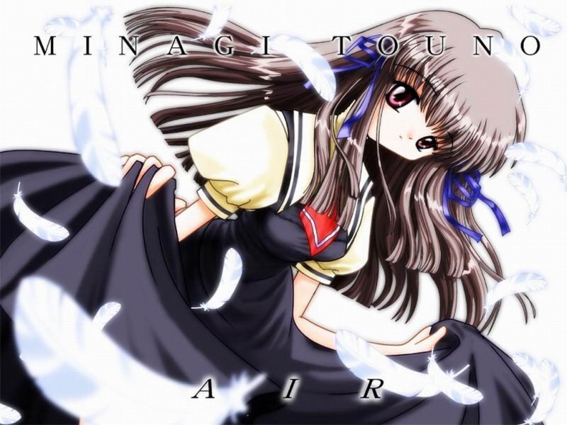 Anime Girl with Feathers — Black