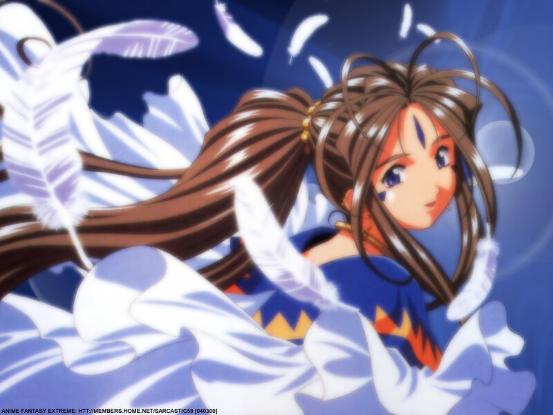 Anime Girl with Feathers — Blue, Dramatic