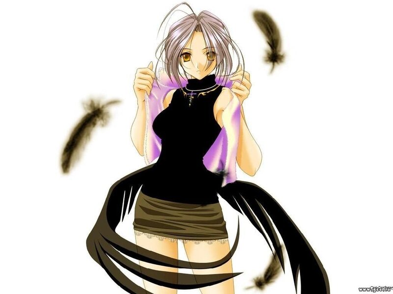 Anime Girl with Feathers — White, Dramatic
